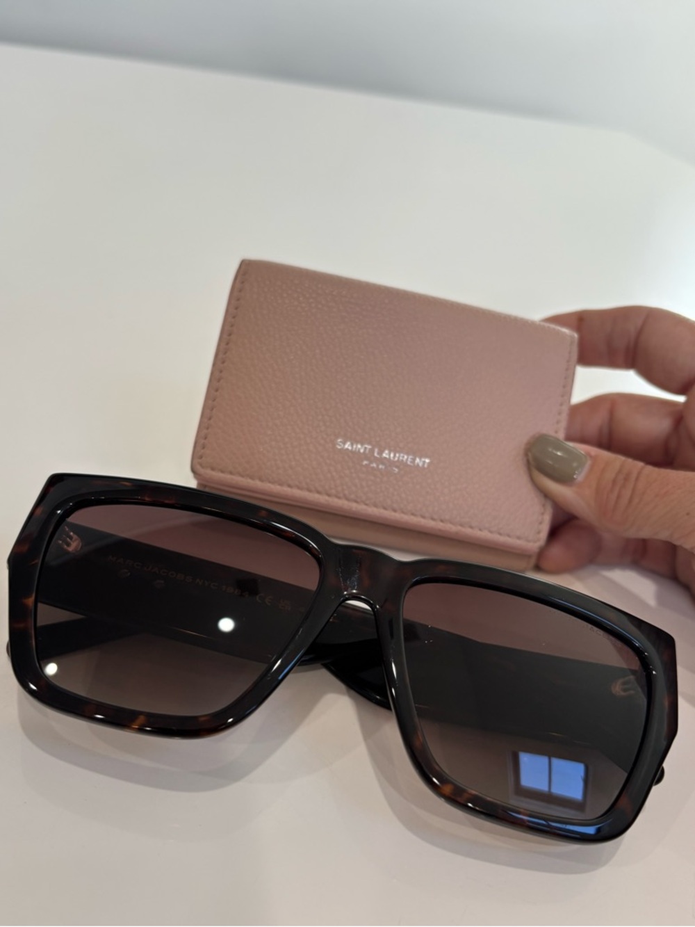 Saint Laurent YSL Blush Pink Leather Small Wallet Snap Closure Compact Mini Coin - Picture 2 of 11